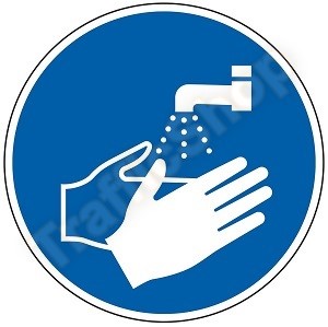 ISO 7010 Sticker Handen Wassen Verplicht M011